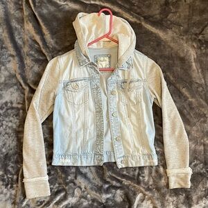 Mudd Denim Jacket with Gray Sleeves and Hood